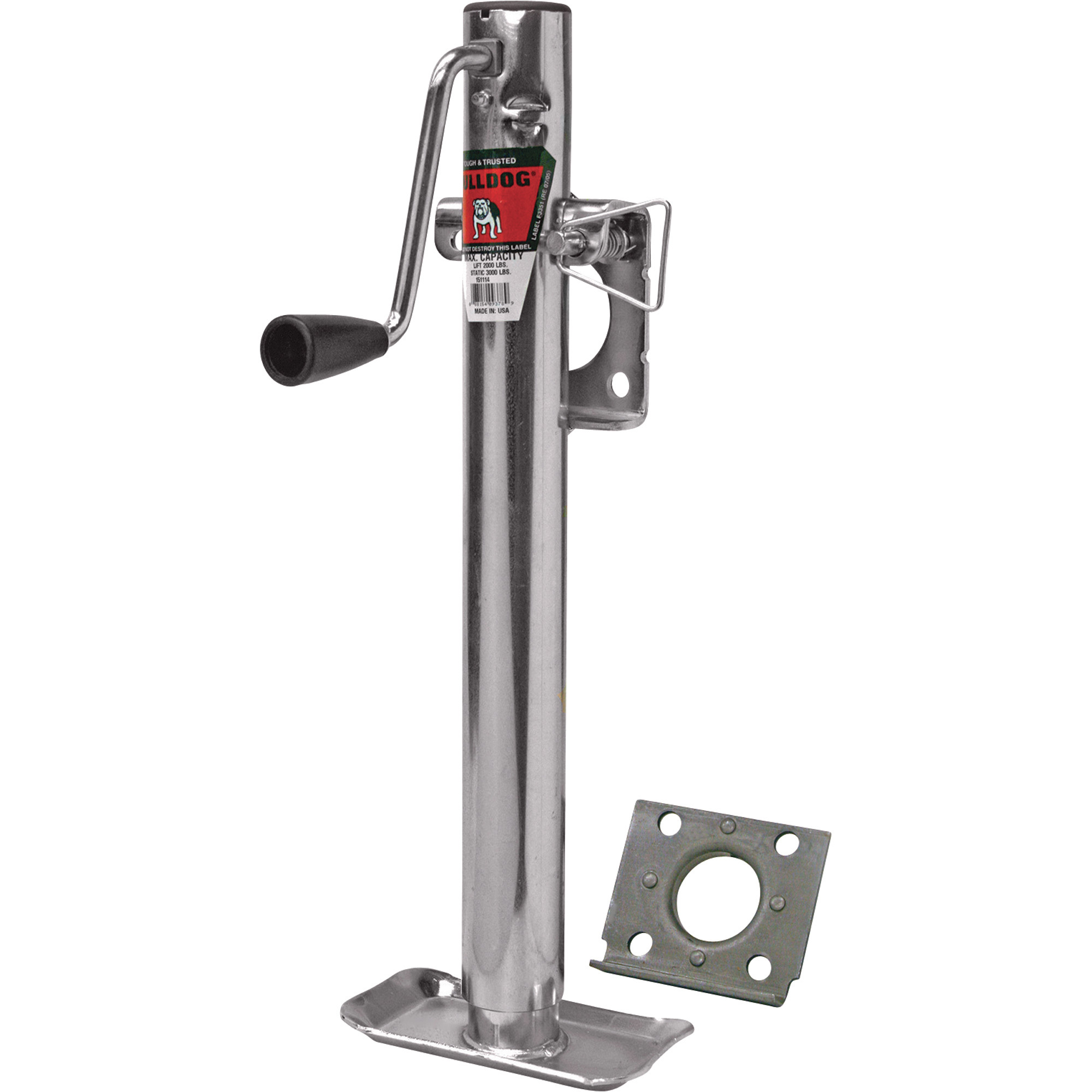 Bulldog Round Tube SnapRing Mount Jack — Side Wind, 2000lb. Capacity